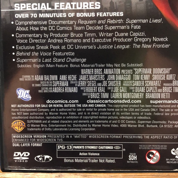 Superman Doomsday (DVD) DC Universe Exclusive CD-Rom Bonus Disc Hologram Sleeve - Picture 9 of 10